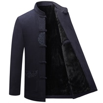 Tang suit male autumn and winter plus velvet thickening cotton-padded clothes to middle-aged Chinese style dad cotton-padded jacket old birthday grandpa Cotton