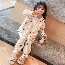 Childrens pajamas autumn cotton long sleeve thin sweet princess style home clothing baby suit
