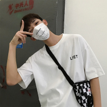 Five-point sleeve cotton mens short-sleeved T-shirt Tide brand summer base shirt Round neck couple loose white half-sleeve T-shirt