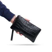 Mens hand grab bag Chater small hand bag Male genuine leather Leisure Crocodile print Bull Strap Wrist Phone bag Mens style bag