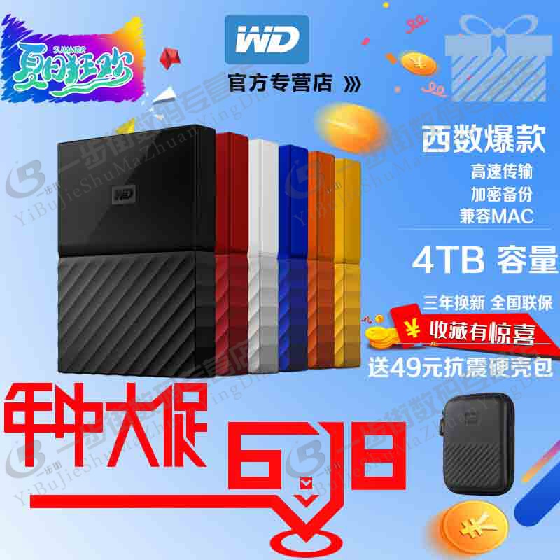 WD Western Data Mobile Hard Disk My Passport 4tb High Speed USB 3.0 Encryption and Mac