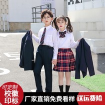 First grade primary school uniforms spring and autumn costumes British style aristocratic childrens suits JK dresses three sets