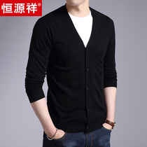 Hengyuanxiang 2021 spring and autumn thin long sleeve knitted cardigan with wool solid color Korean slim mens coat