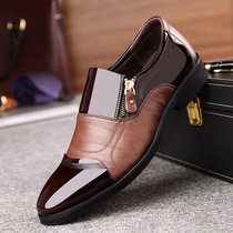 Mens shoes Korean fashion mens wild British Brown pointed lace-up business casual leather shoes dress wedding leather shoes