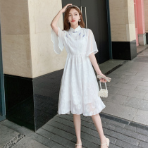  Girls cheongsam daily plus size waist strap Jacquard Chiffon skirt Republic of China style quality meat shading improved version of the dress