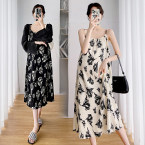 Pregnancy Woman Dress Summer New Skirt Retro Broken Floral Dorsal Pendant With Dress Stylish Temperament Long Dresses Summer Dress With Dress Damp