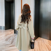 Small windbreaker women long 2021 autumn new fashion temperament coat British wind over the knee spring and autumn coat