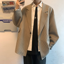Suit mens Korean version of the trend spring and autumn ins Hong Kong style couple Chidori suit loose casual tide brand small suit