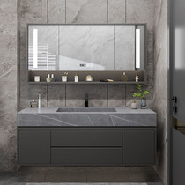 Rock board integrated basin bathroom cabinet combination Nordic light luxury intelligent sink washbasin basin cabinet Bathroom sink