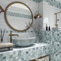 Mediterranean antique inkjet glass mosaic tile Bathroom American kitchen bathroom Swimming pool background wall tile