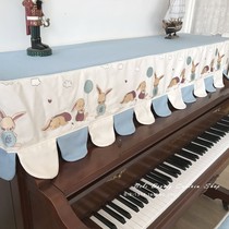 Ma Xiaomeng original new simple modern blue and white cartoon rabbit dustproof half cover piano cover piano cover cloth