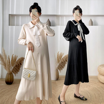 Pregnant women autumn and winter dress long knee maternity dress fashion maternity dress dress winter base knitted sweater skirt