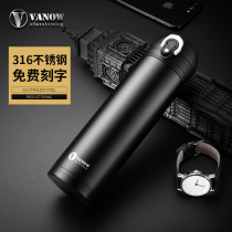 UK Vanow thermos cup 316 stainless steel bounce cover men and women portable car tea cup custom lettering Cup