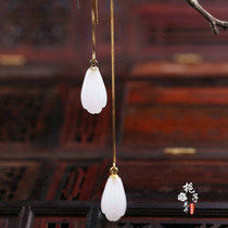 Bai Lan Fairy in the world natural white magnolia flower ear line S925 sterling silver earrings long anti-allergic classical beauty