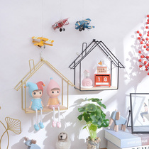 Decorative frame wrought iron wall shelf idyllic Nordic home shop living room wall hanging house shaped storage rack