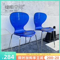Iron transparent dining chair Net red ins creative milk tea shop Crystal Chair leisure Nordic home backrest stool