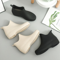 New Japanese fashion rain boots womens casual all-match short tube rain boots non-slip wear-resistant short tube water boots frosted work water shoes