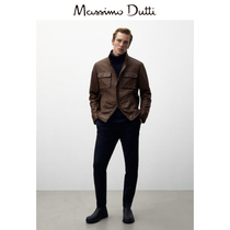 Massimo Dutti Mens Clothing Mall Identical brown Collar Napa Soft Leather Casual Men Real Leather Jacket Jacket 03302222778