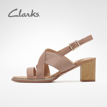  Clarks Qile womens shoes Elegant fairy style cross strap thick high heel exquisite fashion sandals women