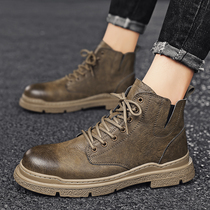 Martin Boots Man Shoes Winter Inglust Waterproof Casual Leather Boots Men High Help Locomotive Retro Tooling Mid Tide Shoes