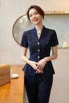 Beauty salon work clothes suit womens summer professional suit womens short-sleeved hotel front desk jewelry store sales department tooling