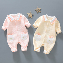 Baby jumpsuit cotton warm spring and autumn 3 baby Foreign Air clothes 6 months autumn and winter clothes newborn Cotton