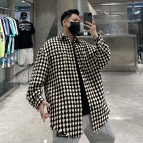 Tide brand autumn designer shirt jacket mens ins style personality Plaid Korean casual woven shirt jacket