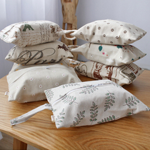 Pastoral cotton linen tissue bag hanging double double zipper paper bag table household car tissue box linen fabric