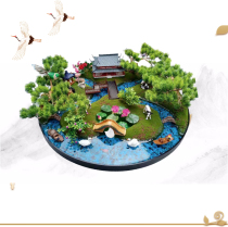 New Chinese Hotel Big Round Table Creative Decoration Turntable Middle Pendulum Table Flower Panda Furnishing Simulation Flower Micro Landscape