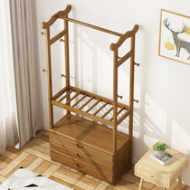 Simple coat rack Solid wood bedroom hanger Simple modern multi-functional household hanger Floor-to-ceiling clothes rack