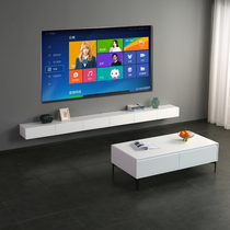Nordic wall-mounted solid wood TV cabinet modern minimalist hanging cupboard black white hanging wall style TV cabinet tea table combination