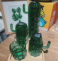 Dark green cactus net red family cup set 6 Nordic style home glass high-end sense set fall-proof