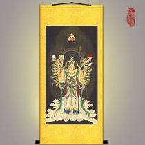 Mori Zhi Tiansa Buddha painting optical axis tomorrow mother portraits retro scroll painting Buddha Hall silk cloth painting decorative painting