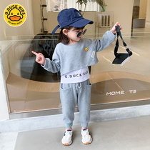 Little Yellow Duck Girl Set 2021 New style autumn children Spring and Autumn Girl Baby Childrens Clothes Two Piece Tide