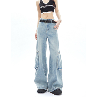 taobao agent Spring summer retro casual trousers, jeans, American style, high waist, slim silhouette