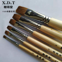  Xiedetang 166 wooden pole flat head wolf brush gouache oil painting pen Watercolor pen Xiedetang Pen set