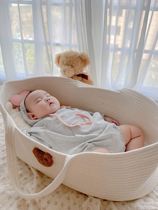 INS cotton rope weaving baby handbaby lap basket portable newborn sleeping baby out of small cradle bed handbag basket