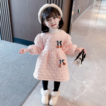 Girl dress autumn and winter 2021 new foreign girl baby plus velvet padded child child winter princess skirt