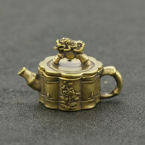 Brass Pixiu pot small teapot ornaments Mini small copper pot Cute small pot Handle Copper small pot Tea ceremony exquisite pot