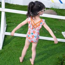 Korean girls swimsuit 2021 new childrens one-piece swimsuit bathing hot spring Korean foreign style cute childrens swimsuit