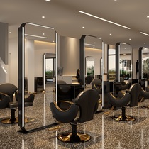 Barber shop mirror table hair salon special hair salon wall single mirror floor standing with LED light stainless steel hair cutting mirror