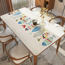 Soft glass table mat tablecloth waterproof and oil-proof disposable anti-hot PVC rectangular ins Wind tablecloth coffee table mat