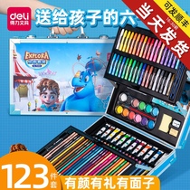 Del painting tool set children painting watercolor pen gift box Primary School students color pen children art learning supplies
