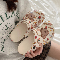 Cartoon hole shoes ins tide summer students home with non-slip soft bottom cute girl pericardium cool slippers female