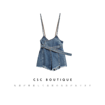 CSC BOUTIQUE DENIM bib shorts summer thin small sweet cute age-reducing shorts female summer hottie