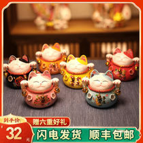 Lucky cat ornaments piggy bank opening home ceramic living room decoration Small office Lucky Cat creative gifts