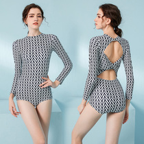 Swimsuit female summer conjoined thin belly 2021 new long sleeve sunscreen swimsuit sexy hot spring surf swimsuit