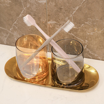 Ins wind glass mouthwash cup toothbrush cup hotel wash cup couples household luxury suit toothjar with tray