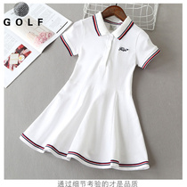 女童高尔夫衣服夏季golf球翻领轻薄短袖连衣裙女孩透气半袖网球裙