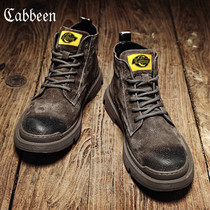 Carbine Martin Boots Mens High Shoes Leather trendy shoes Mid-Help Winter Toilwear Snow Boots Mens Shoes Autumn New